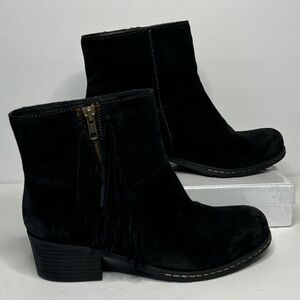 boc Black booties with side fringe‎ hand finished for worn look women's 9